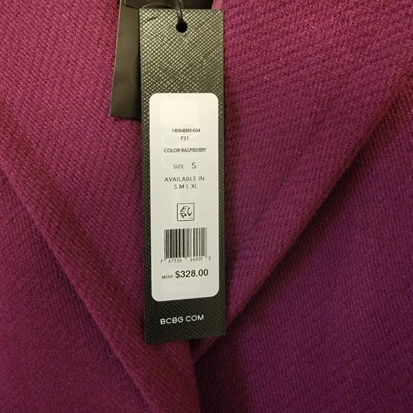 NWT BCBG NOTCH COLLAR SINGLE-BREASTED RIDING COAT in RASPBERRY - Picture 3 of 7